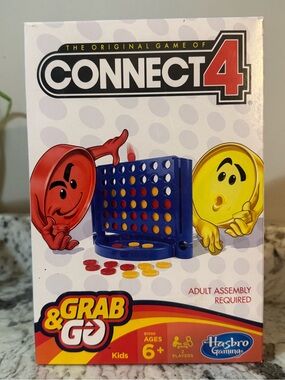 Hasbro Connect 4 Grab & Go Travel Game - Blue Grid with Red & Yellow Discs